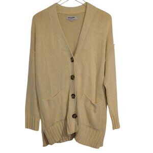 LOFT Chunky Knit Cardigan Womens Size Large Yellow V Neck Oversized Sweater